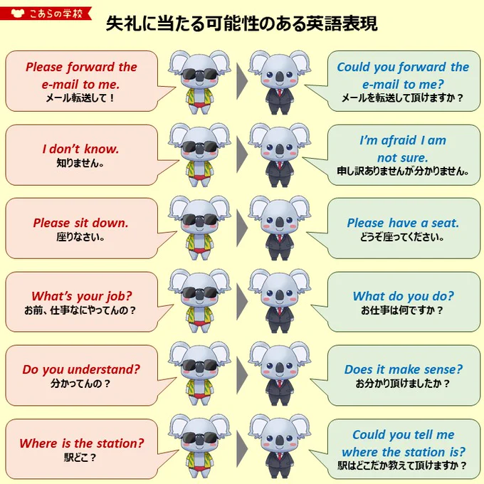 失礼に当たる可能性のある英語表現 