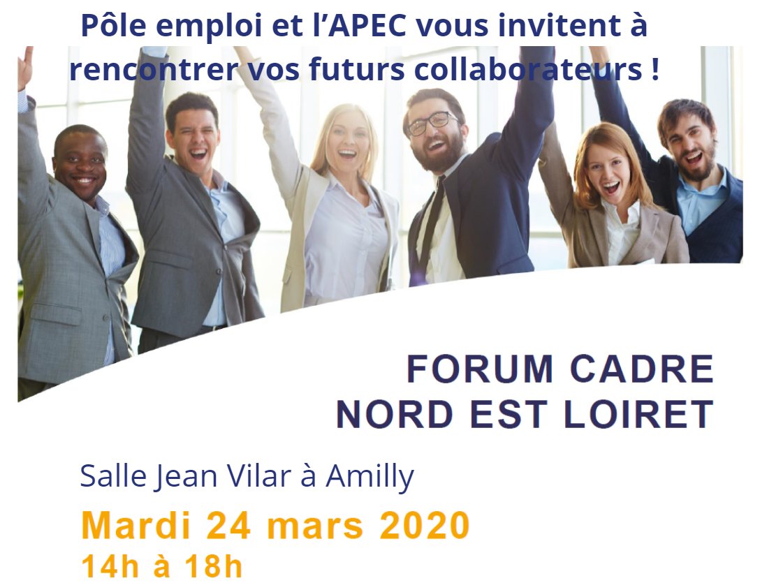apec_cvl's tweet photo. [Evénementiel] En partenariat avec @poleemploi_RCVL, l’Apec organise un évènement de #recrutement #cadres entièrement gratuit 🆗
➡️ Le Mardi 24 mars 2020 de 14h à 18h à #Montargis 
➡️ Inscription 👉 celine.lethorey@apec.fr 
 
#SalonApec2020 #CompétencesCadres #emploi #loiret https://t.co/byYmBuDvkE