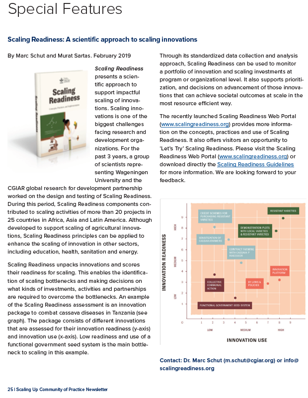 Community of Practice on #Scaling featured a story on #ScalingReadiness. 
Visit scalingreadiness.org for more information on the concepts, practices and use of Scaling Readiness in projects.