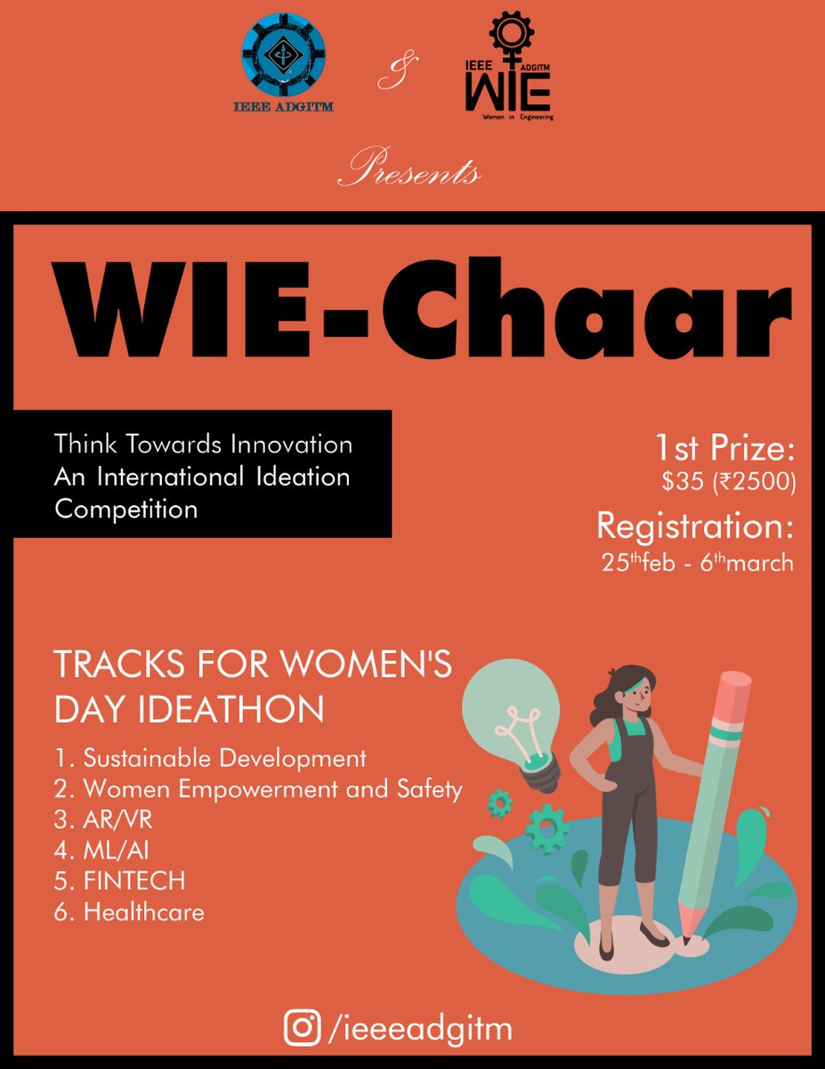 IeeeAdgitm's tweet image. Powered by Intellect Driven by values.
Experience IT.
WIE- interact.
.
.
.
.
For further details contact : 
Nishtha Jain (WIE Chairperson):  8447484025
Palak Kumar (WIE Vice Chairperson):  8800849479 
#Ieee #ieeeadgitm #ieeewie #WIECHaar #WomensDay2020
