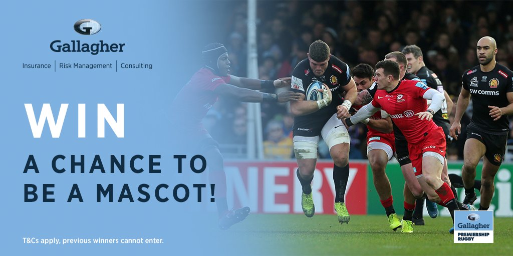 GallagherUK's tweet photo. #WIN a chance for your child (age 6-12) to be a Mascot at @ExeterChiefs v @LeicesterTigers #GallagherPrem match on 21/3. Enter by following @gallagheruk &amp; RT this post with a comment telling us your favourite @PremRugby player before 23:59 on 8/3 T&amp;C here: https://t.co/WNgzIGdlBt https://t.co/LeC32zC7HL