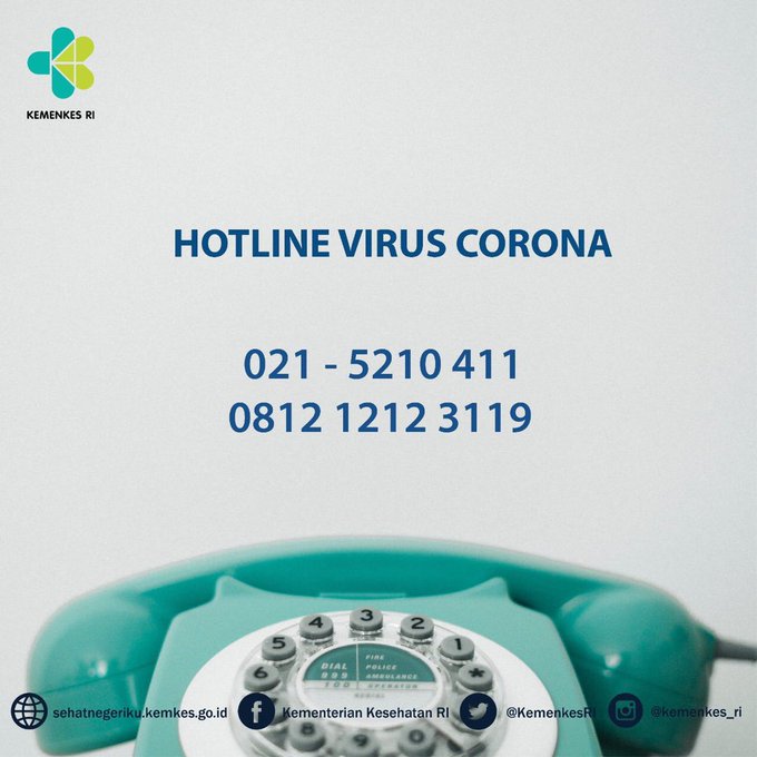 KementerianESDM's tweet photo. Halo sobat energi!, di tengah ramainya pembahasan soal #CoronaVirusindonesia, jangan sampai membuat sobat panik apalagi jadi panaroid ya 🙏. Jika ada ada pertanyaan terkait virus corona, sila hubungi hotline @KemenkesRI 

Mari jaga kesehatan agar sistem imun kita terjaga!😉 https://t.co/OEyAqKngEk