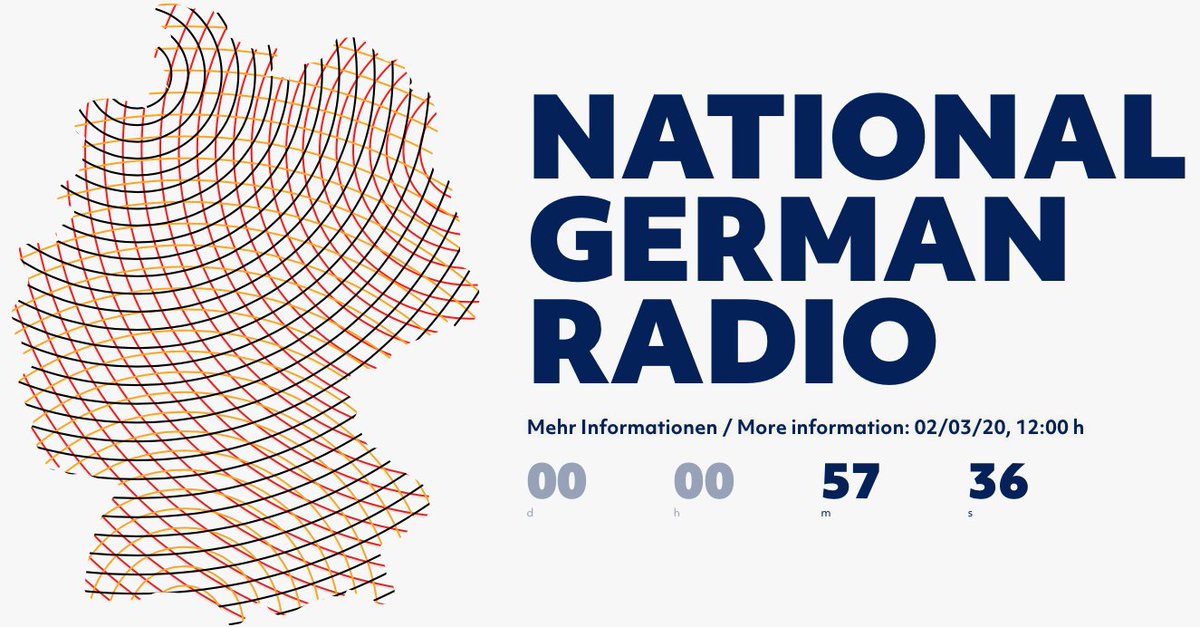 RADIOSZENE's tweet photo. National German Radio ist online. Dort ist bereits ein Countdown zu sehen, der heute um 12 Uhr weitere Informationen verspricht über die internationale Auktion der Programmplätze im zweiten bundesweiten DAB+ #Digitalradio #Bundesmux: https://t.co/2DmMfdrIaE #DABplus https://t.co/cFSBk6YH04