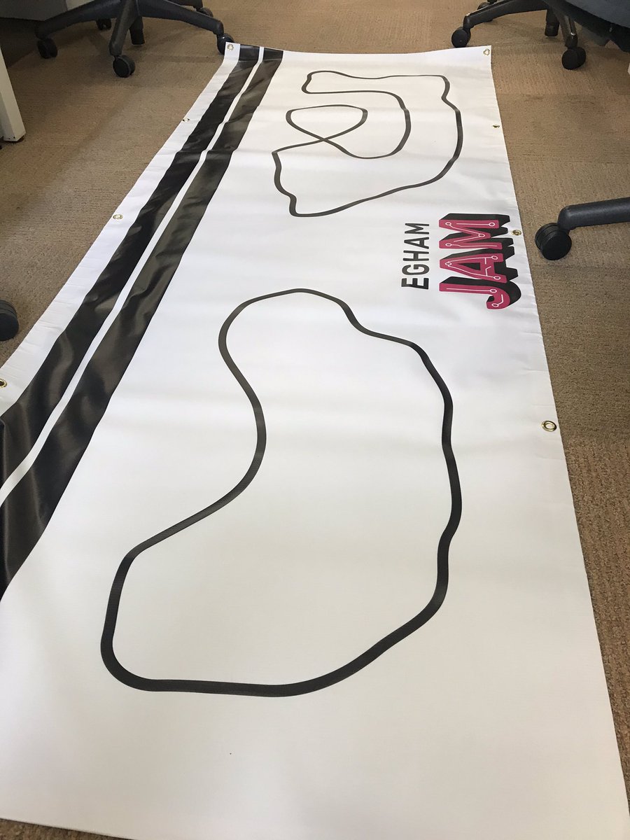 Line following track has arrived. 8’ x 3’. Two different tracks. One a bit simpler than the other. 
<a href="/EghamJam/">Egham Jam</a> now has a maze and line following track. 
What else would people like to have as a BYOB (bring your own bot) challenge?  
Inspired by <a href="/PiWarsRobotics/">Pi Wars</a>
