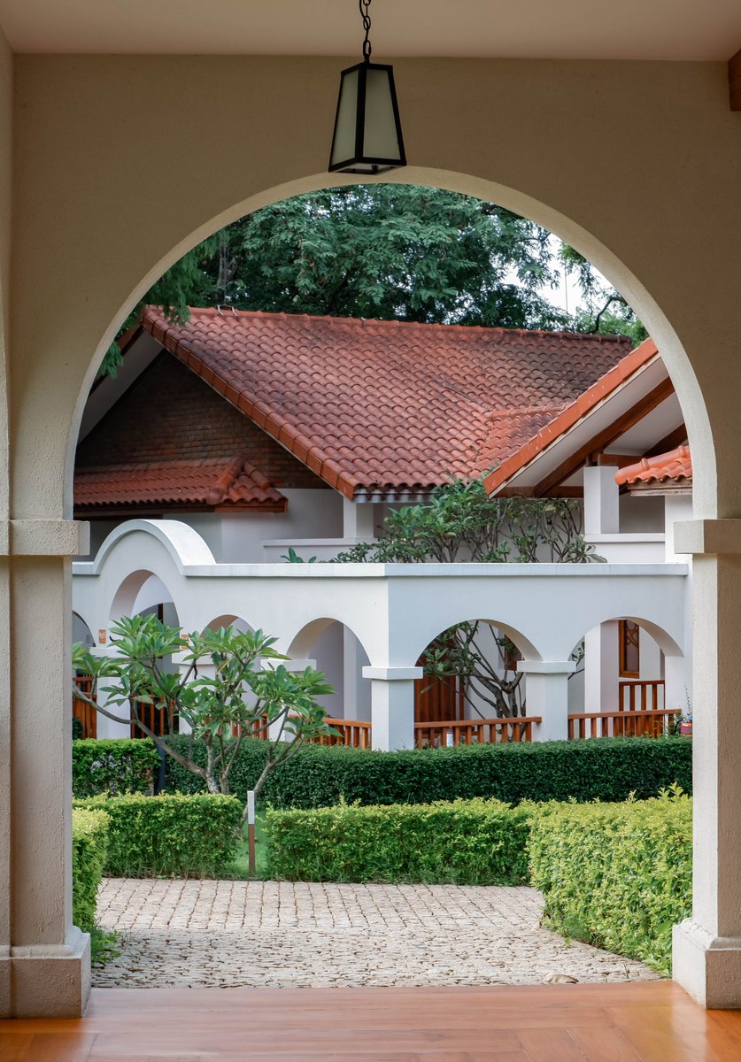 Set in attractive lush grounds, with references that point towards the monastic aspects of #Myanmar — with many arches &amp; cloisters forming the walkways of the 3 main buildings, #SanctumInleResort with its 94 beautiful rooms features a contemporary design with a classic twist.