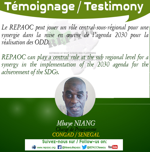 #MeetourMembers_REPAOC_2019_2020
#Témoignage_Testimony

Le REPAOC peut jouer un rôle central sous-régional pour une synergie dans la mise en oeuvre de l’agenda 2030 pour la réalisation des ODD.