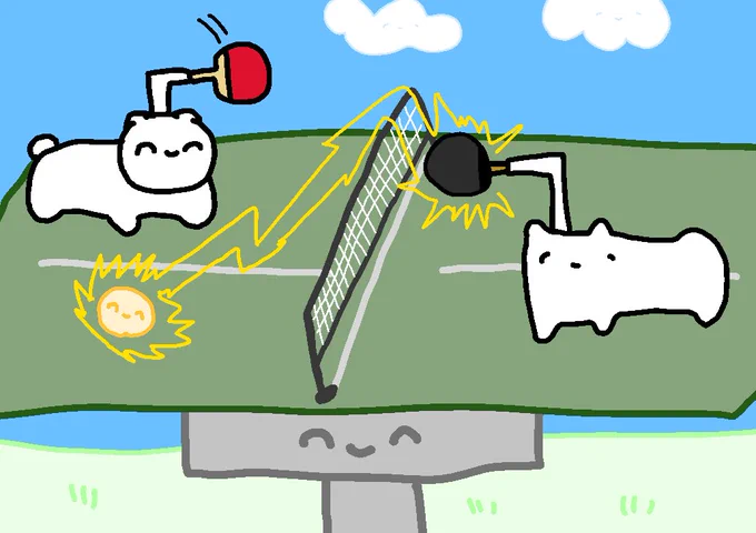 卓球をするかんたんネコチャン #まいにちネコチャン 