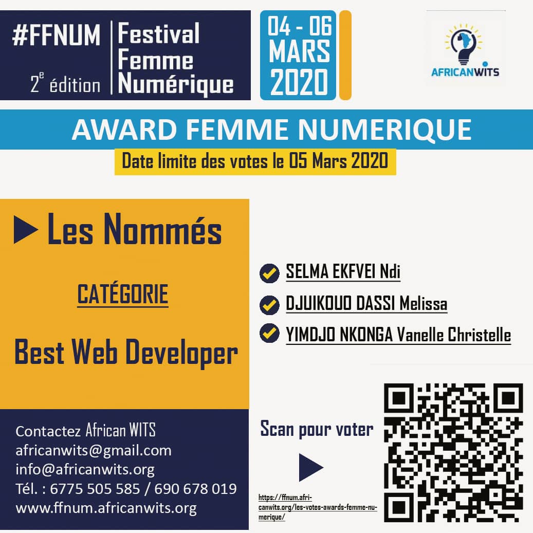 HororeBELL's tweet photo. Les votes du public sont ouverts pour les candidates des Awards Femme Numérique 2020 #FFNUM2020
Cliquez sur le lien suivant pour les encourager : https://t.co/B6tG5K15df
NB : les votes du public comptent pour 40% https://t.co/yLwL50SrVR