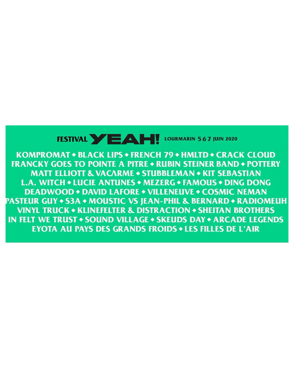 Hop la programmation complète #festivalyeah2020. Le Pass 3 jour est Sold out!
Rendez-vous lundi 9 mars à 10:30 sur festivalyeah.fr pour la billetterie PASS Jour.