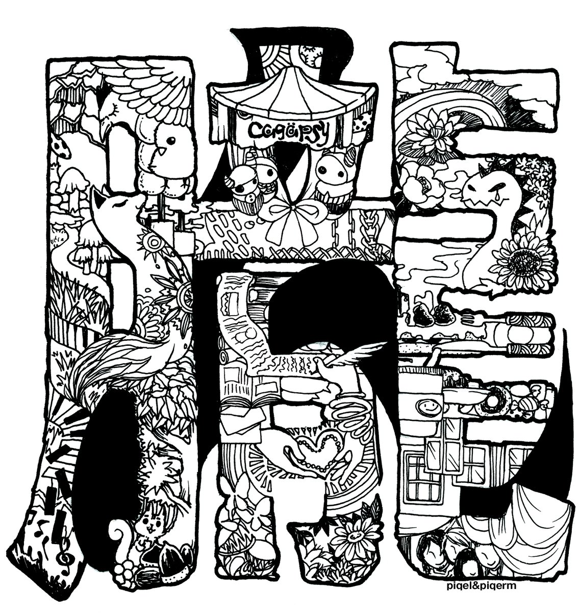 Piqel Piqerm ピケルピケルム 家の中で遊べるように 塗り絵を配布いたします 親子や個人で楽しむ範囲でお楽しみください おぼんろの キャガプシー をモチーフにしたイラストです おぼんろが好きな子に塗ってもらえたら嬉しいです おぼんろ