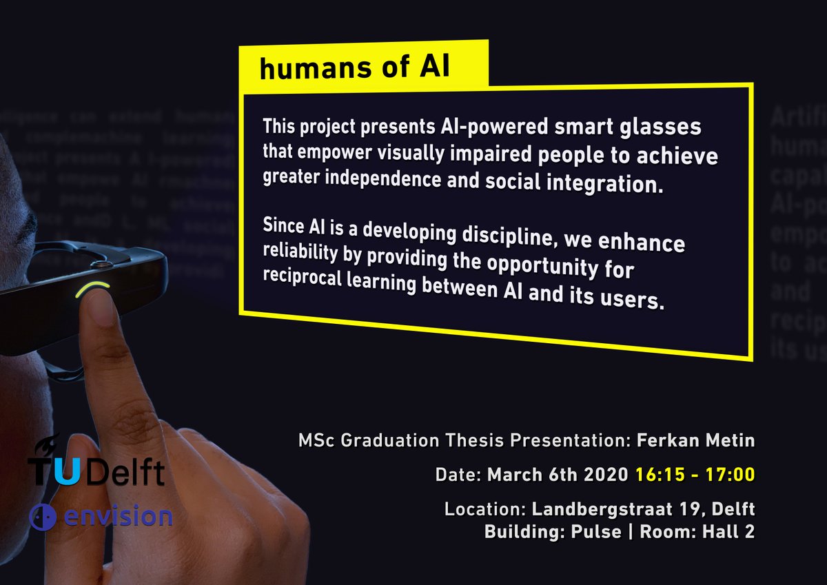 pherkan's tweet photo. This Friday I will present my graduation thesis that I have been working on for the last 6 months. With this presentation I am completing my Master’s program ‘Design for Interaction’. Join me on the 6th of March at TU Delft. #graduationthesis #presentation https://t.co/EWKlMDBva8