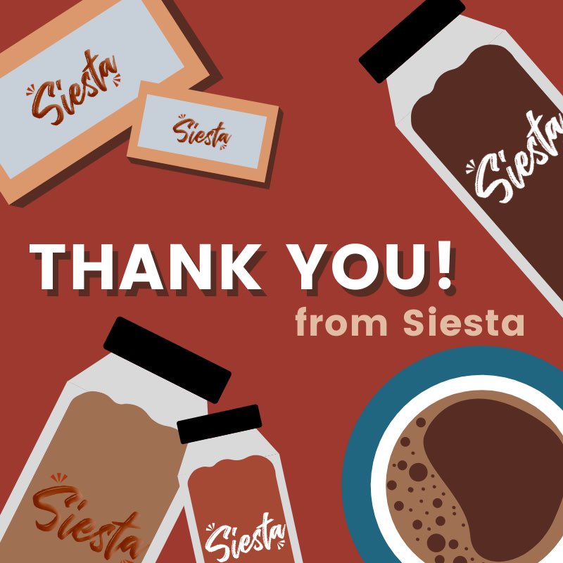 Siesta2020's tweet photo. A big thank you from all of us at Siesta!💫 We’d like to thank our sponsors, ambassadors, and all those who showed their support 🥰 We hope we left you dreaming about our Spanish flavors, Siesta signing off! 👋✨ https://t.co/z6WFUnxi2f