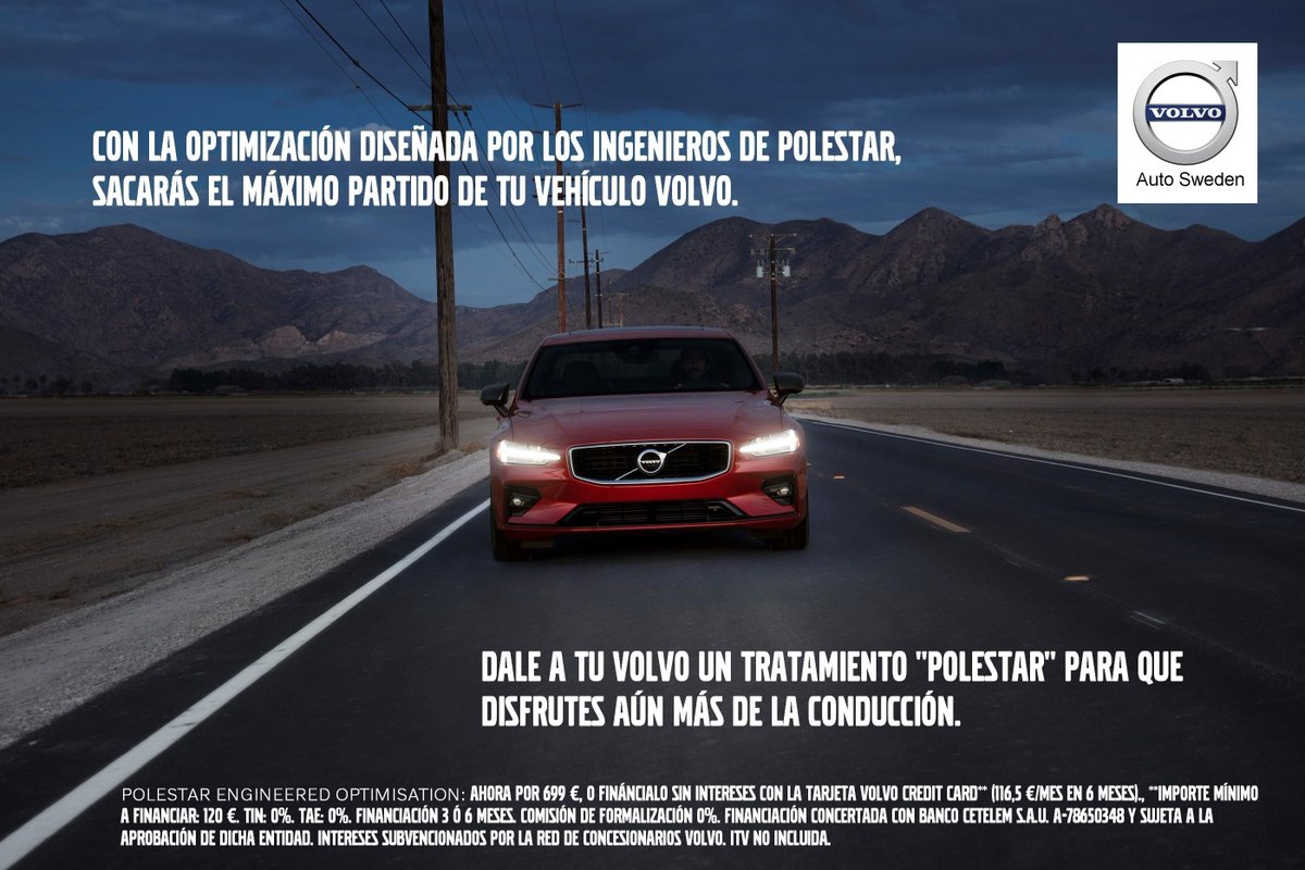 autosweden's tweet photo. Dale a tu Volvo un tratamiento #Polestar!!!. Con la optimización diseñada por los ingenieros de Polestar, sacarás el máximo partido de tu #Volvo. Infórmate en #AutoSweden:  https://t.co/DlkGSgSpIi https://t.co/Bz9O8E0yXy