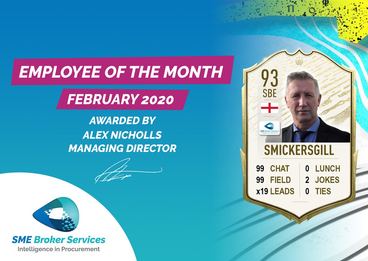 Congratulations Glenn Smickersgill, for winning Employee of the Month in February 2020. 

Thank you for all your expertise and hard work for the company. We thought you'd appreciate the Fifa Ultimate Team theme!