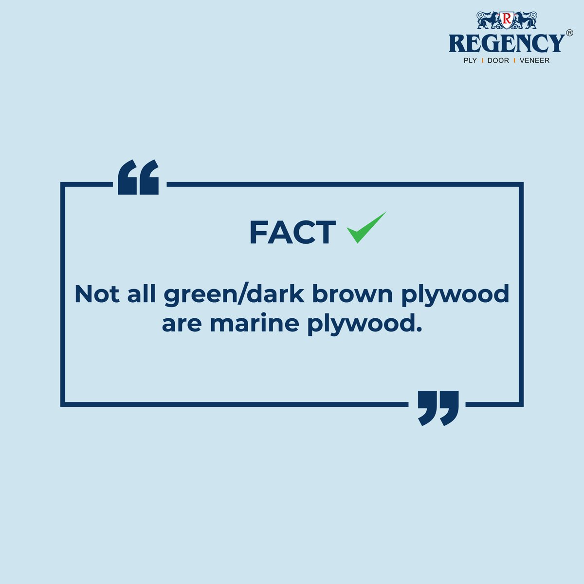 RegencyPly's tweet photo. Myth: All green/dark brown coloured plywood is Marine Plywood.
मिथक: सभी हरे या गहरे भूरे रंग की प्लाई मरीन प्लाई होती है।
Visit this link for more #MythBusters: https://t.co/AWHC7VdeL6
#RegencyMythBusters #RegencyPly #PlyMythBusters #Ply #WoodenPly #AmazingFacts #Wood #Borers https://t.co/skZFOqQ5vf