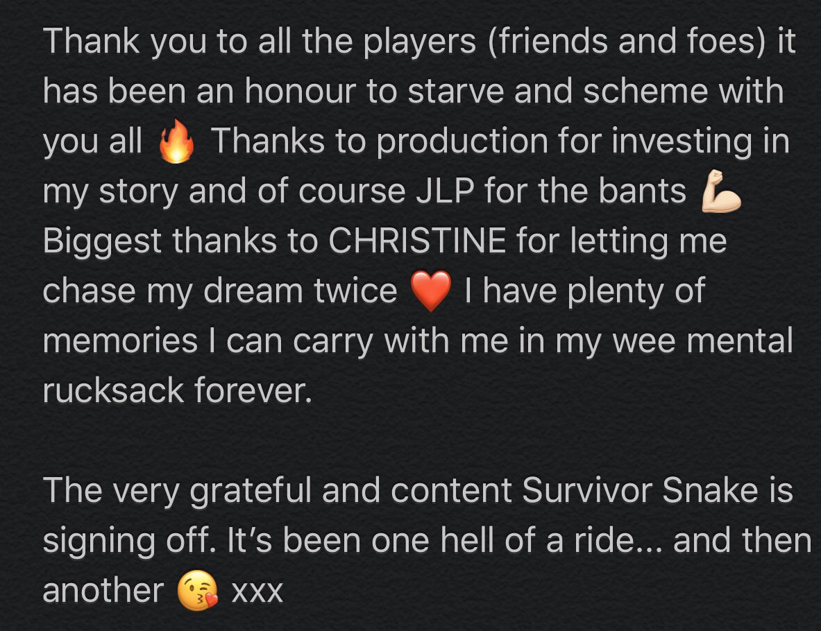 nickiadanza's tweet photo. A message to my supportive twitter fam 🐍❤️ #SurvivorAU https://t.co/NtF6kskY7q