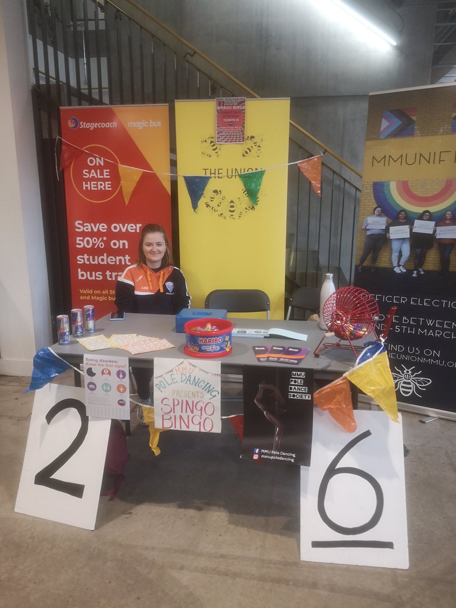 mmupoledancing's tweet image. We are in the union everyday this week 10-3 and on Wednesday night selling tickets for Spingo Bingo ✨