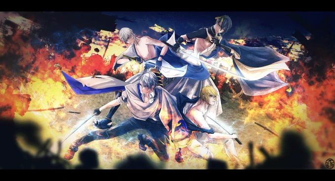 え!?三日月と鶴丸の絵、再掲していいんですか!?ありがとうございます!良き戦友だったり戦ってたりするんで見てってください!見てもらうの好きなんで!沢山あるんで! 