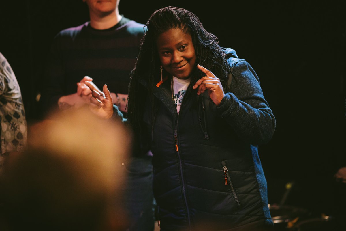 maps_festival's tweet photo. BANG, CRASH, BOOM, TING! The fantastic @Hannabiell and @YilisdelCSuriel from the @LadiesofMBlue lead 2 Body Percussion and Rhythm Jam sessions as part of MAPS Festival @thecumby. Attendees explored rhythm through improvisation and movement. It was a blast! https://t.co/m9WnsQ4mHF