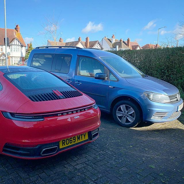 Kyle_Fortune's tweet photo. Strong case for this being all the two car garage you could ever need* (*911 needs to be a manual, though). #porsche #volkswagen #vw #porsche911 #911 #caddymaxi #vwcaddy #van #vans #vanlife #sportscar #sportscars #drive #driving #red #blue #carrera #flat… https://t.co/b4GjEsHZX6 https://t.co/rw3vfoc8sA
