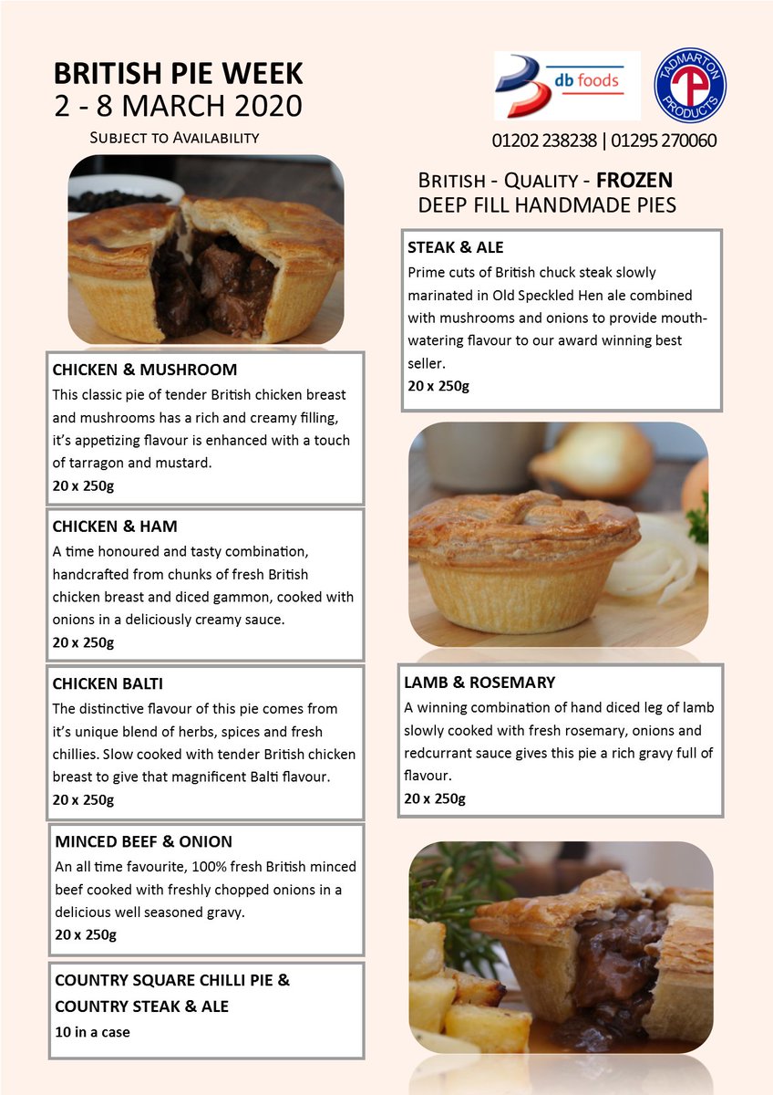 tadmarton's tweet photo. #BritishPieWeek contact sales for prices and availability tel: 01295 270060. https://t.co/8yO6USuncb