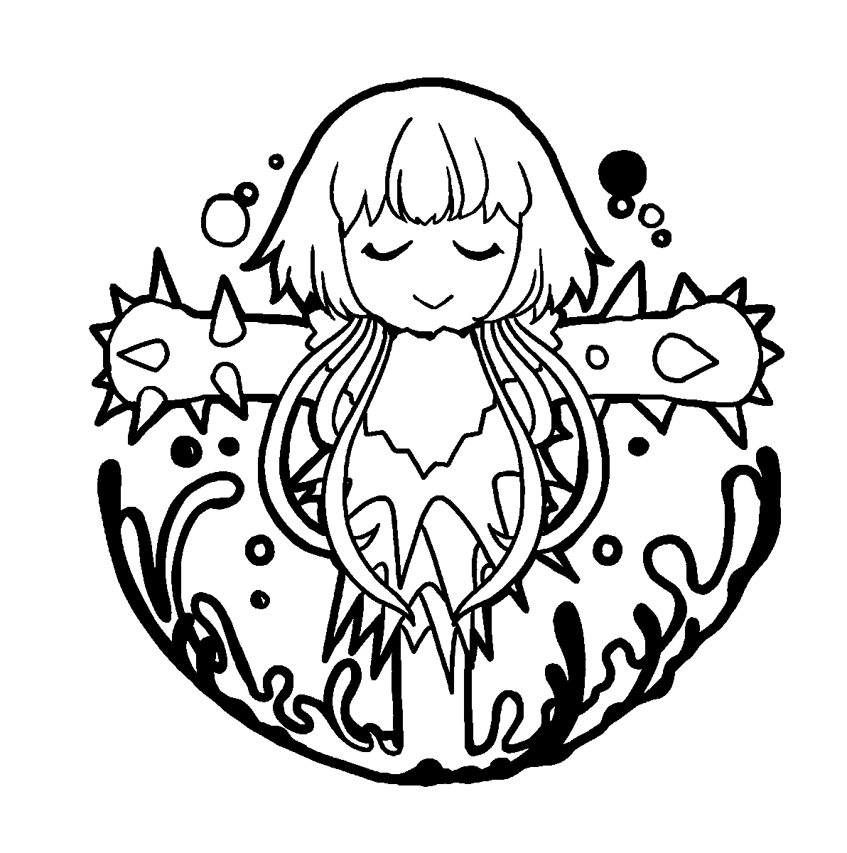 Piqel Piqerm ピケルピケルム 家の中で遊べるように 塗り絵を配布いたします 親子や個人で楽しむ範囲でお楽しみください おぼんろの ビョードロ をモチーフにしたイラストです Bar野良のコースターの絵柄です おぼんろが好きな子に塗ってもらえ