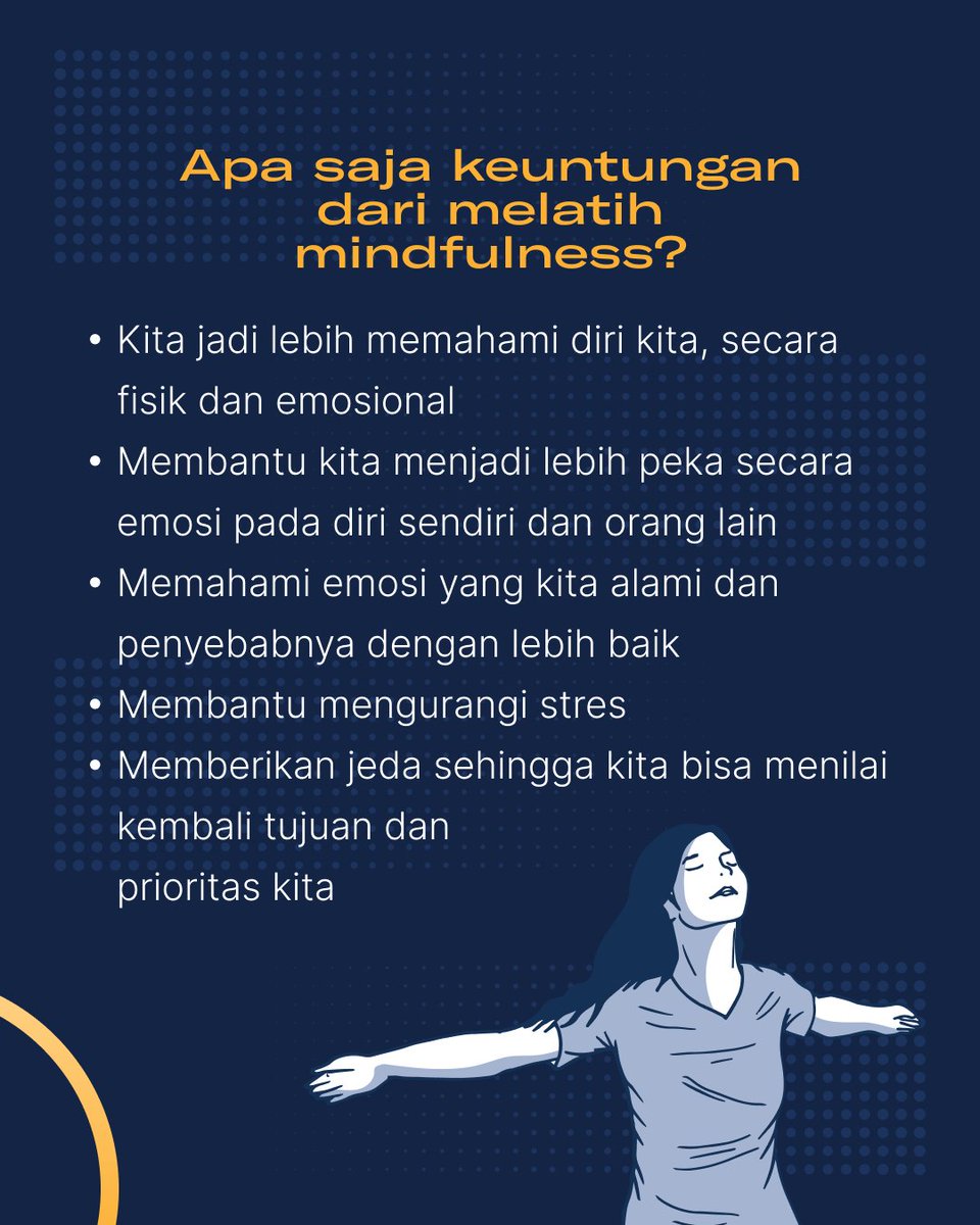 SeribuTujuan's tweet photo. Di pembahasan topik-topik sebelumnya kita sering banget kan menyebut mindfulness, terutama pas kita bahas tentang mekanisme koping (coping mechanism).
Tapi sebenarnya mindfulness itu apa sih?
#InFocusST #SeribuTujuan #MentalHealth #KesehatanMental #KesehatanJiwa #psikologi https://t.co/qdjJP32vlc