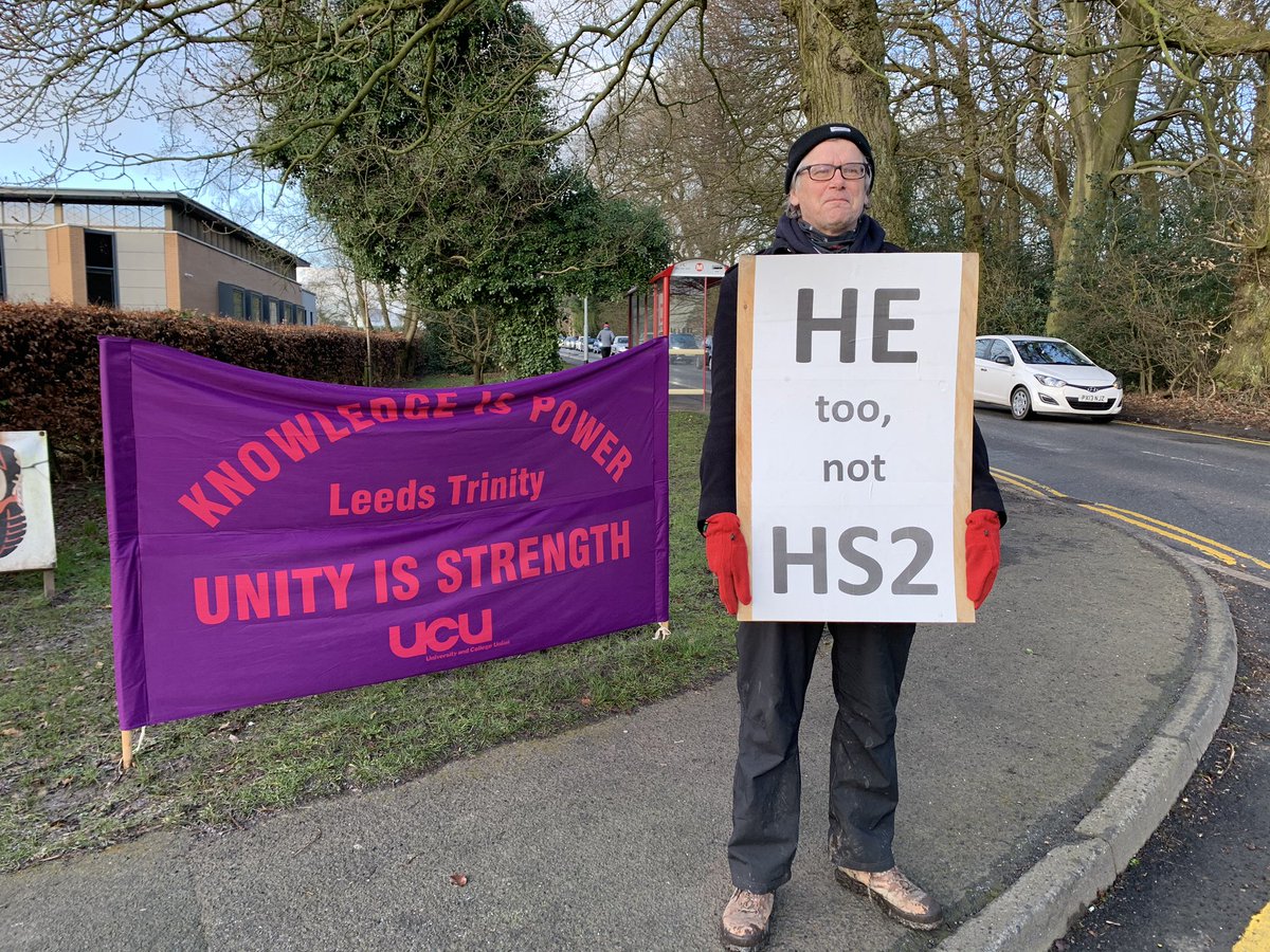 UCULeedsTrinity's tweet photo. Day 6: we had a dog, we had a boom box (thx @k8_lister ), we had @TUCLeeds, we had a solitary geezer with a solitary sign (thx Tim), we had 🌞 and ❄️, and dark chocolate ginger biscuits. Tomorrow is #turnoutTuesday. Come on members, turn up &amp; turn out! ✊🏼✊🏼✊🏼@UCUYorks_Humber https://t.co/jKRPmvbvDk