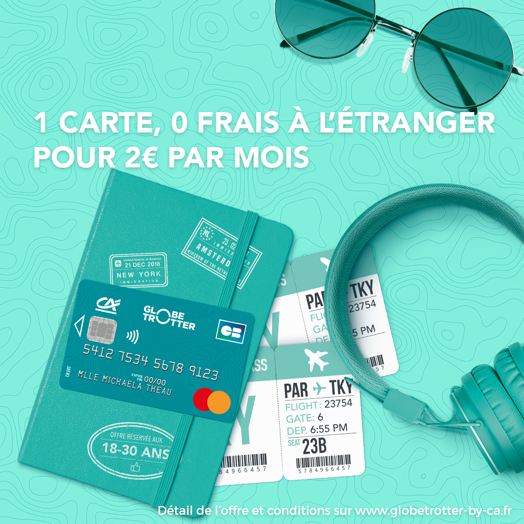 [Nouveauté]
Vous avez entre 18 et 30 ans et vous souhaitez partir à l'étranger ? Découvrez notre solution #GlobeTrotter 👉 1 carte 💳, 0 frais à l'étranger ✈️, pour 2€ par mois 👛 :
ow.ly/zeV050yA8Lc