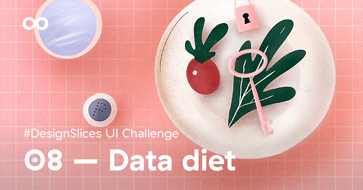 infinum's tweet photo. Our newest #DesignSlices challenge is on! The theme is data diet and you can choose between two topics. Apply until March 15 and get our swag and a feature on our Design Islands website. https://t.co/Buus2IeBMu #designslices #infinum #designchallenge #designers #UI #designislands https://t.co/zg4g7tA1g3
