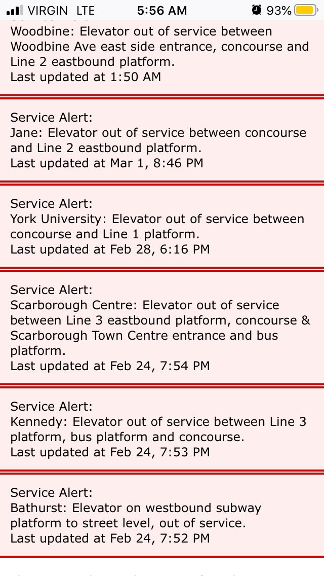 LiaVDesign's tweet image. A normal sighting for the TTC alerts page #accessiblettcBS #inaccessiblettc