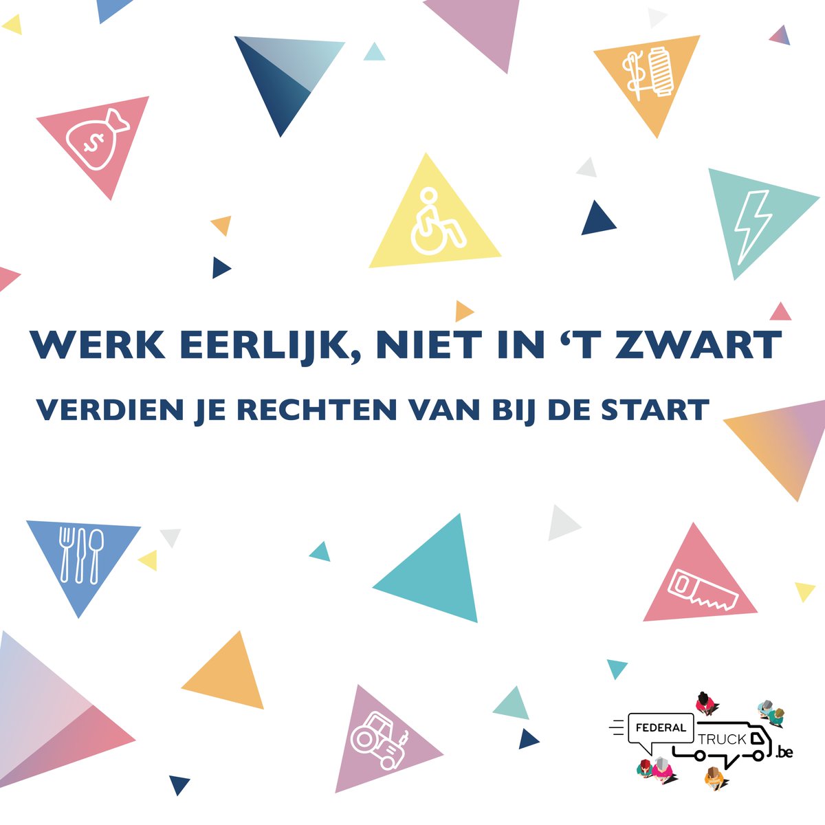 De #FederalTruck ontmoet deze maand jongeren uit het beroeps- en technisch onderwijs om hen te informeren over de voordelen van #eerlijkwerk. Ken jij de voordelen?  💶⚖ Bezoek de website <a href="/fodwerk/">FOD Werkgelegenheid</a> 👉 werk.belgie.be/nl voor meer info.