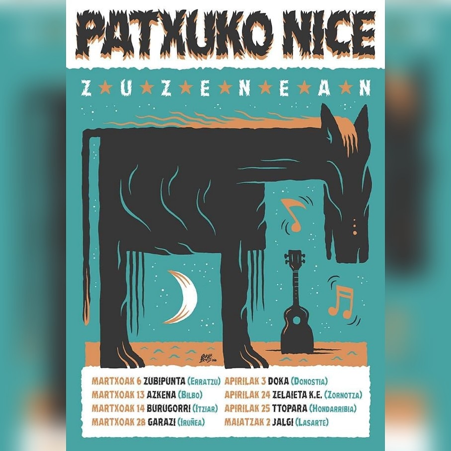 Aurkezpen kontzertuak || Conciertos de presentación
😎 Zeinetan ikusiko gara? ¿En cual nos veremos? 😎
#patxukonice #datak #fechas #tour #zuzenean #directo  #bagabiga <a href="/BagaBigaeus/">baga biga musika ideiak</a> 
Diseño: <a href="/Oskarbenas/">Oskar Benas</a>