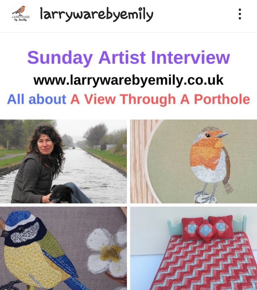 RachelHewlett2's tweet photo. Just been interviewed about my robins and stitching by the very lovely @LarrywareEmily https://t.co/JRb3d8zvF9