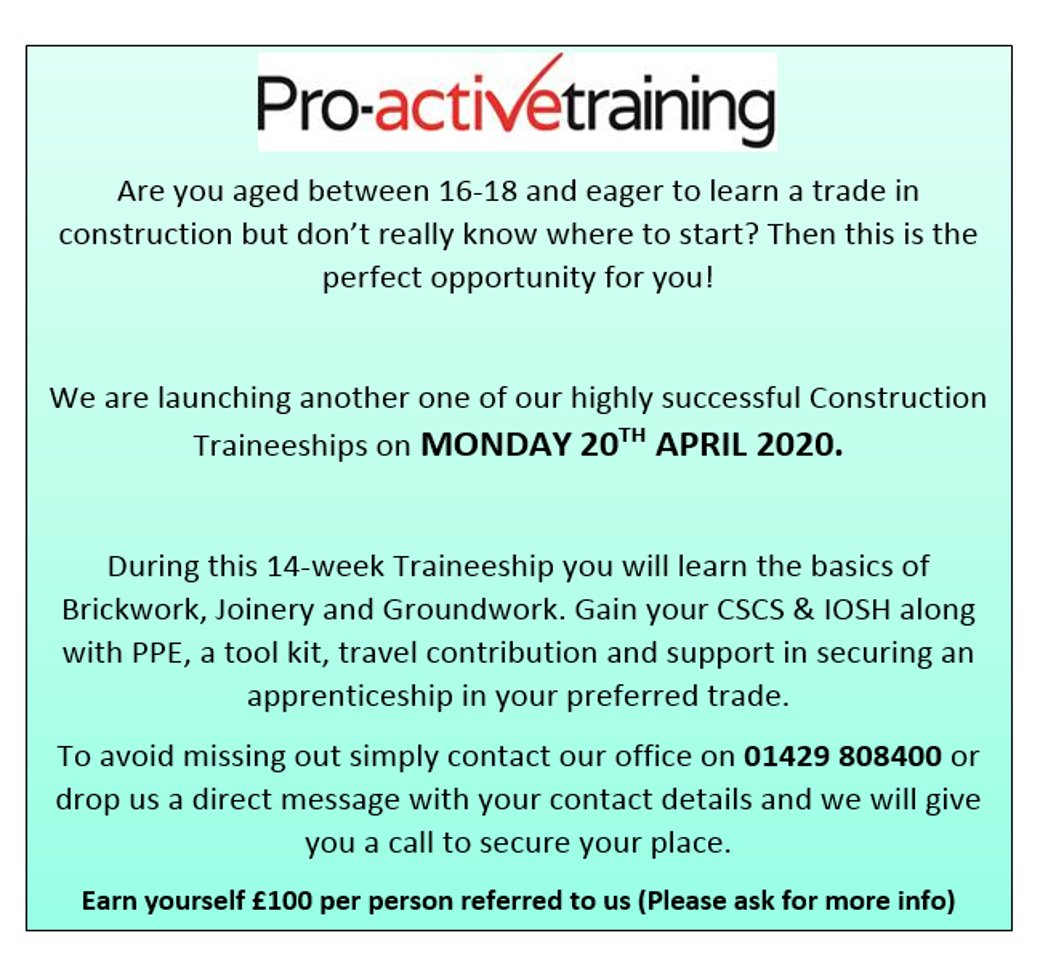 Amazing opportunity for making them first steps in gaining a career for life. Limited spaces available!