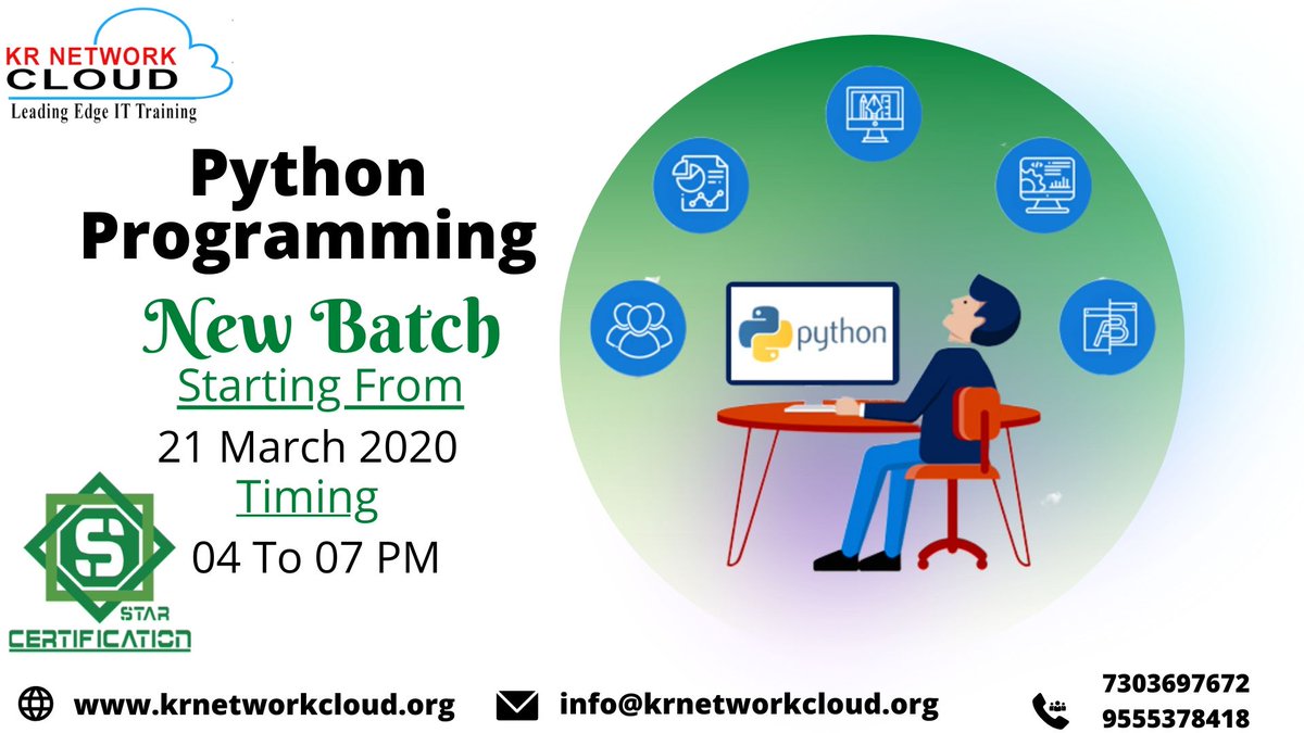 KRNetworkCloud1's tweet image. Upgrade yourself in #Python_Training along with Global #Certification.!!
You can also check our reviews: bit.ly/3avRUIj
New Batch Starting From
Date:- 21 March 2020
Time:- 04 :00 PM To 07:00 PM
krnetworkcloud.org
7065818639 ,9555378418
#KRNETWORKCLOUD #LearnPython