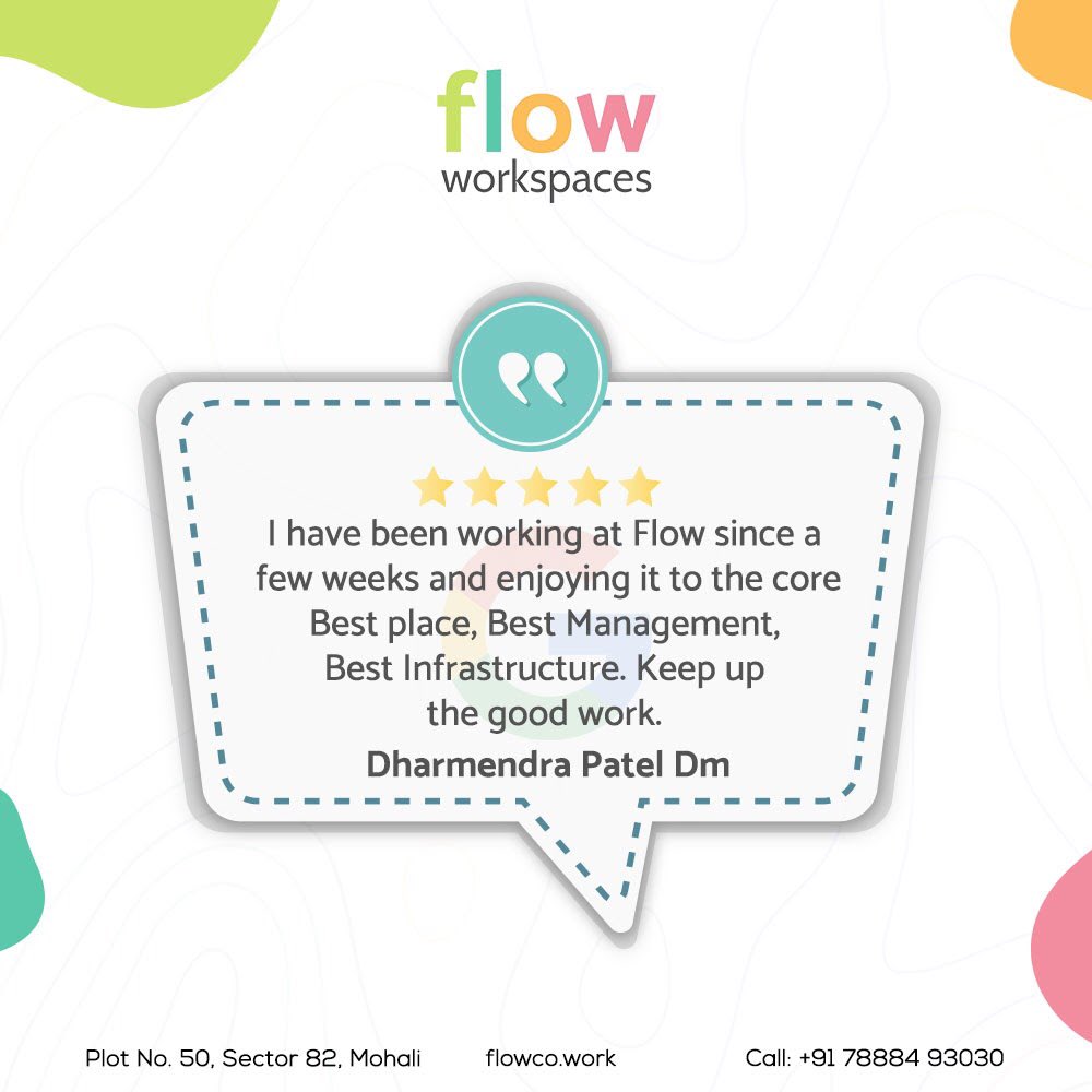 FlowcoWork's tweet photo. Thank you Mr. Dharmendra Patel.
We are thrilled that you loved your experience at Flow Workspaces.
We put customer experience and satisfaction as our priority.
.
.
#flowworkspaces #review #customerreview #testimonial #thankyou #customerappreciation #workspace #coworking https://t.co/55wZivz24b