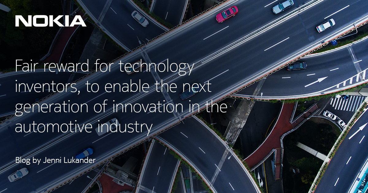 Our <a href="/jelukand/">Jenni Lukander</a> blogs: Fair reward for technology inventors, to enable the next generation of #innovation in the automotive industry. nokia.ly/2I7Zaha #connectedcars #IoT