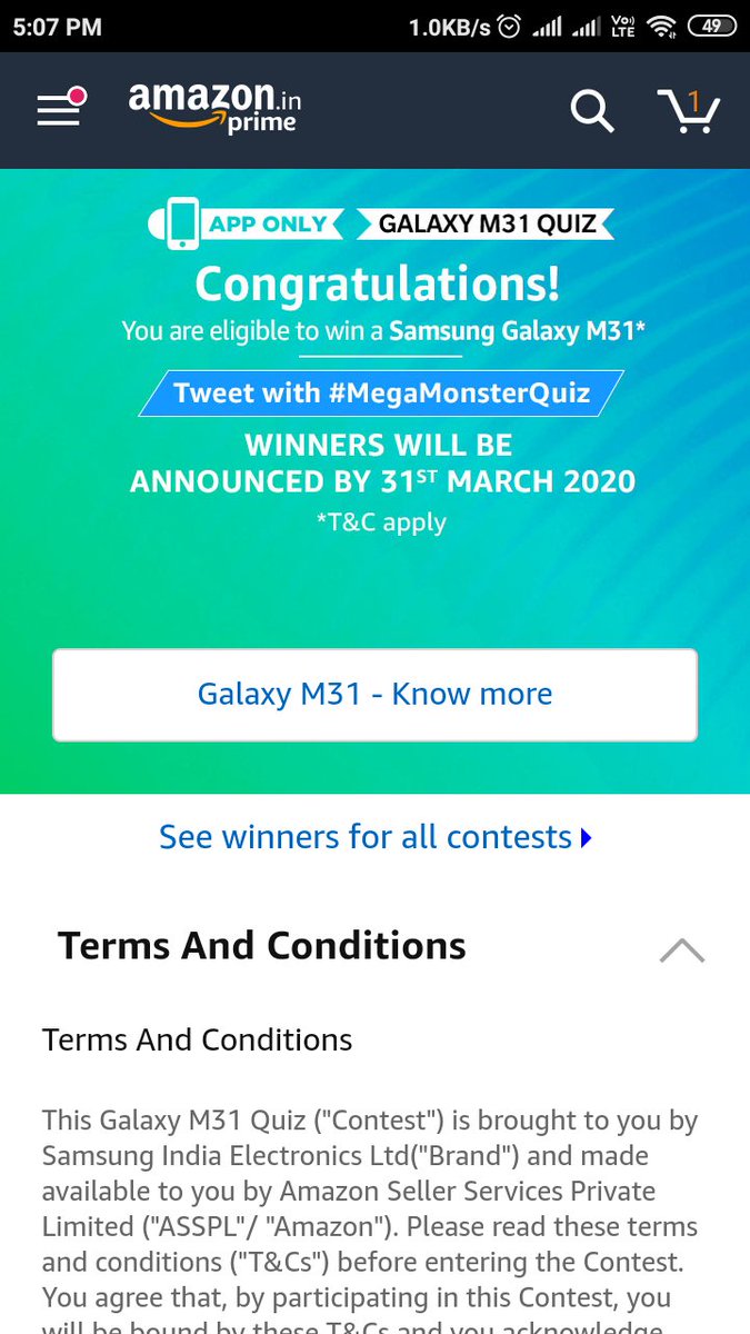 miithilesh's tweet photo. #MegaMonsterQuiz Thanks #Amazon 😍 https://t.co/IN7lbZ7pbk