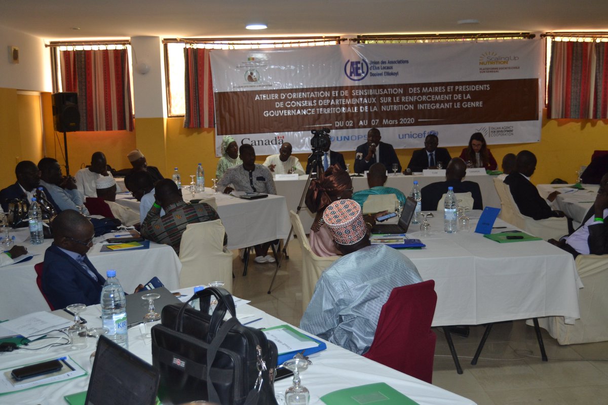 OSC_SUN_SENEGAL's tweet photo. Atelier d'orientation et  sensibilisation de 80 élus sur le renforcement de la gouvernance territoriale de la #nutrition.. financé par @UNOPS_Senegal  et le Fonds Commun,  organisé par @OSC_SUN_SENEGAL  en collaboration avec la #CLMSenegal, #unicefsenegal et le #Canada 
@SUNCSN https://t.co/MeagKwUhwZ