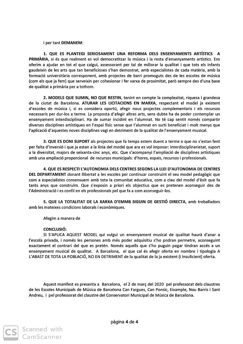 lamusicanoesto1's tweet photo. MANIFEST conjunt a favor d'un model consensuat i de qualitat #lamusicanoestoca https://t.co/WyRREfbgst