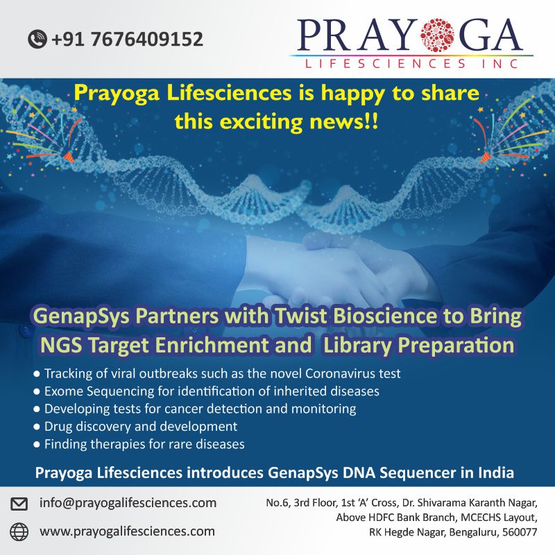 IncPrayoga's tweet photo. The Genapsys Sequencer is exceptionally accurate, incredibly scalable, and amazingly affordable.
For Sales 7676409152
Email - info@prayogalifesciences.com
https://t.co/eenJSxgWS2
https://t.co/jF89BXAD3A
#GenapSys #twist #twistbioscience #prayogalifesciences #bangalore #india https://t.co/G8r23RrvzE