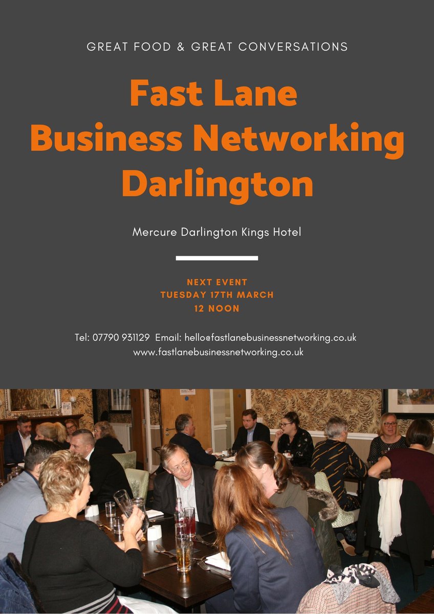 FastLaneBusNet's tweet image. Love food? Love networking? We've already got some great businesses attending in #Darlington on Tuesday 17th March, we're just missing you!

Book your place for great food &amp;amp; great conversations @Mercuredarling bit.ly/FLBNMarchDarli… &amp;amp; we'll see you there!