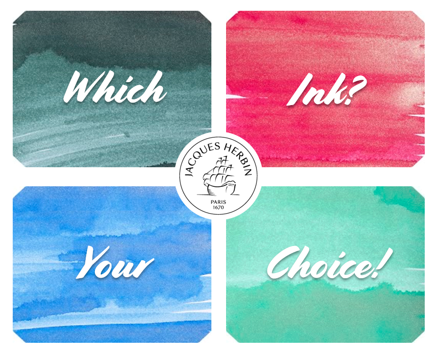 To celebrate 350 years since Jacques Herbin started creating fine stationery, we're asking our followers to choose our next premium ink. There's four to choose from, but only one will be available to buy! Which will be victorious? VOTE HERE: jacquesherbin.com/en/new-anniver…