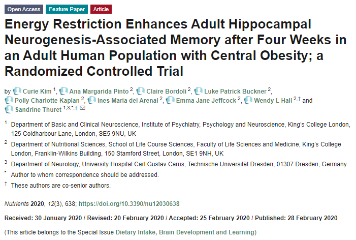 curiekphd's tweet photo. My newest paper showing energy restriction can improve pattern separation. A very exciting publication for me - it was the 1st "real" research I did that got me to pursue this career &amp; my work into #IntermittentFasting and neurogenesis. It's open access so check it out! #PhDChat https://t.co/9nEHKj7sY5