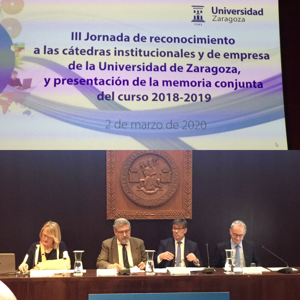 MBezunartea's tweet photo. Encantados de asistir a la presentación de la memoria de @CatedrasUnizar 2018-2019! 
@iacs_aragon @cpiaragon https://t.co/JhJdz01Lwf