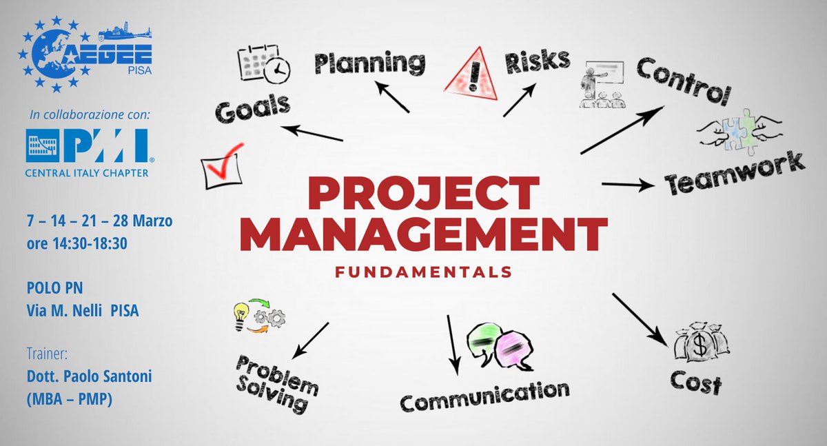 AEGEE_Pisa's tweet photo. Corso di #projectmanagement a #Pisa. Ci sono ancora posti disponibili! Vai all'evento FB ufficiale: https://t.co/2S7BgShzhH @UnipiNews @UnipisaCareers #unipi https://t.co/J5Yi9ddyhw