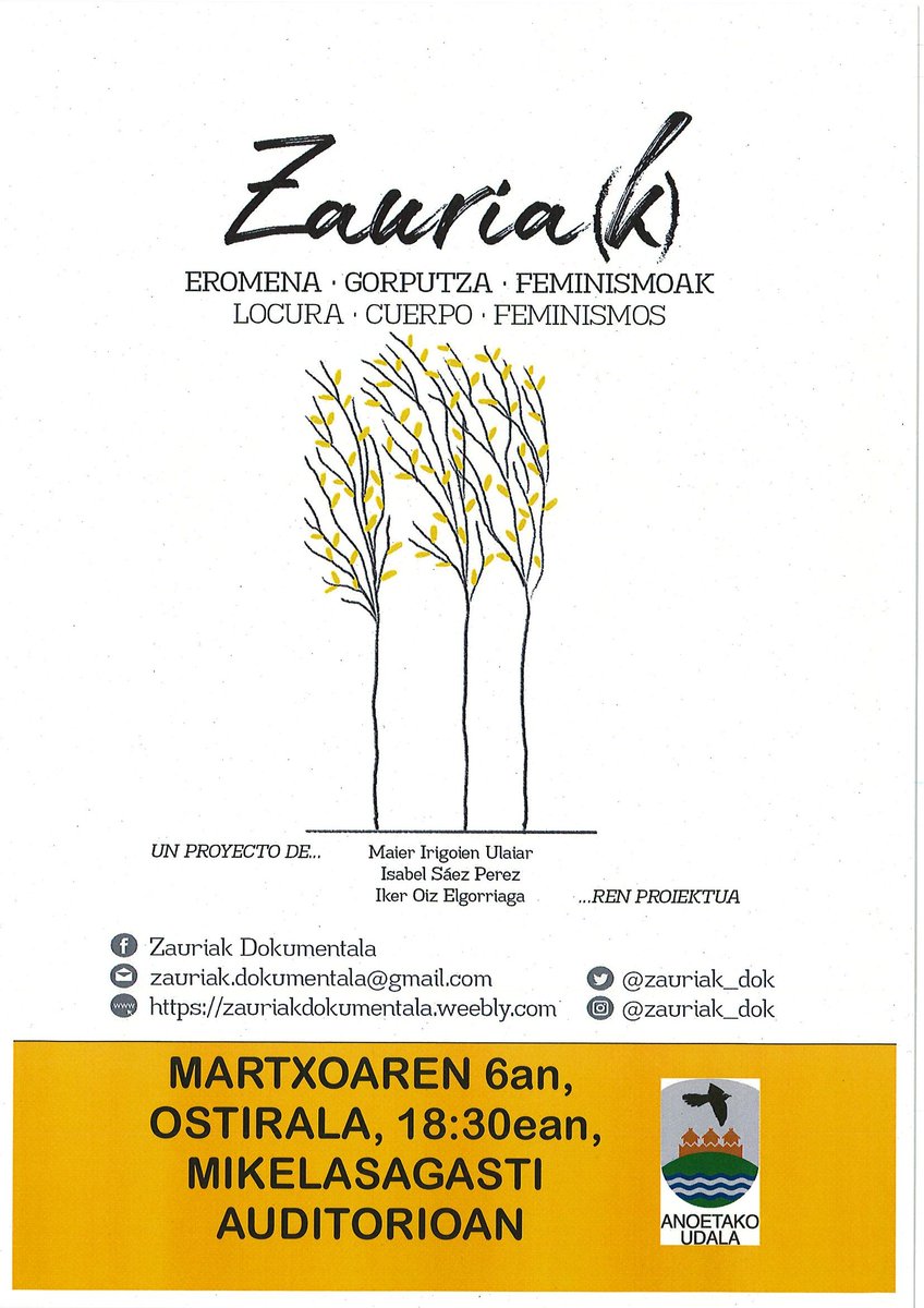 Ostiralean, Zauriak dokumentalaren emanaldia izango dugu herrian:  
<a href="/Zauriak_Dok/">Zauria(k) dokumentala</a>