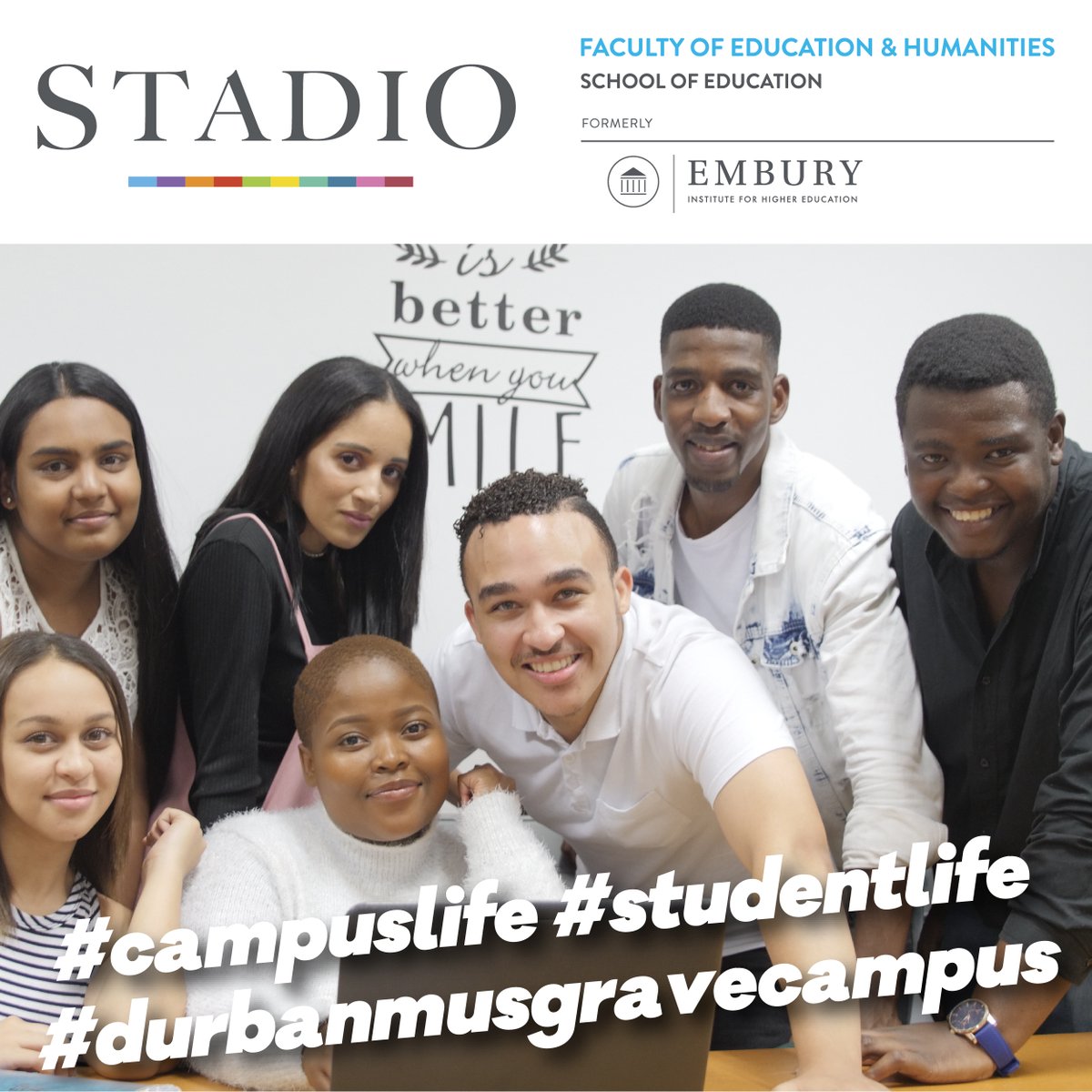 EmburyOfficial's tweet photo. Some students from our Durban Musgrave Campus… life on campus… life as a student!

#proudlystadio #becometheteacher #futureteacher #education #studyteaching #studentlife #campuslife  #durbanmusgravecampus https://t.co/WeGgcx4lNN