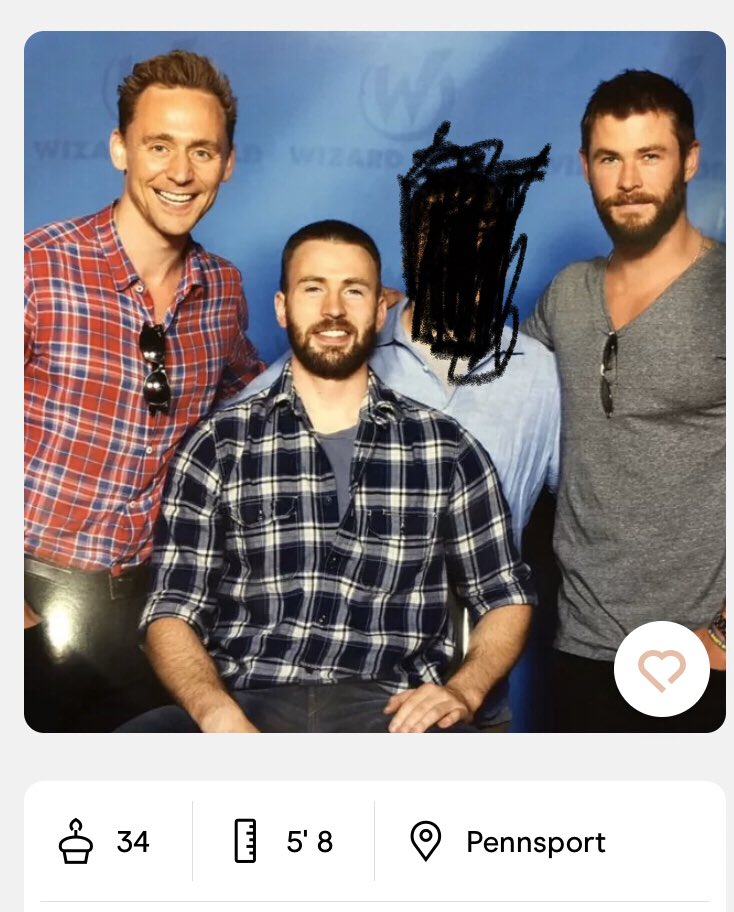 BOLD dating app choice: adding a photo of you next to two of the hottest, most famous actors rn and Tom Hiddleston